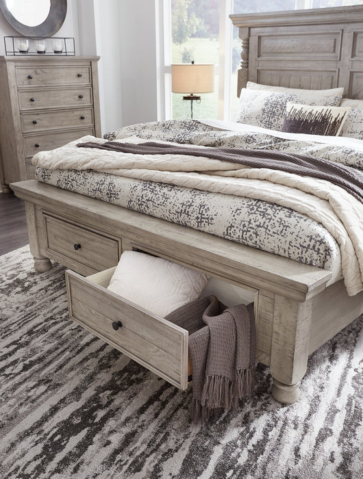 Harrastone California King Panel Bed with Mirrored Dresser